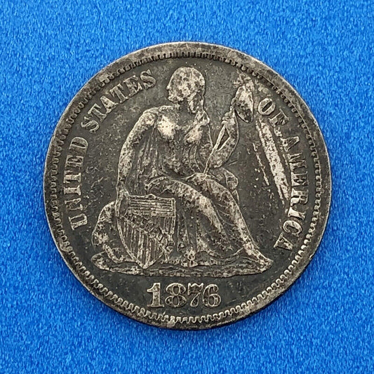 1876 P Seated Liberty Silver Dime 10c Better Key No Stars Philadelphia Coin