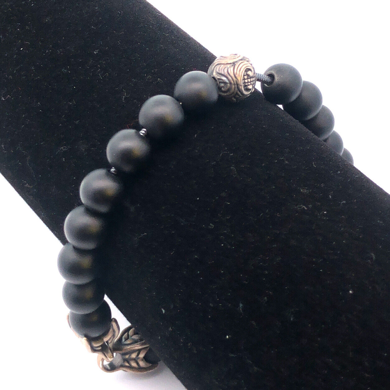 David Yurman 925 Sterling Silver Black Onyx Bijoux Spiritual Beads Bracelet