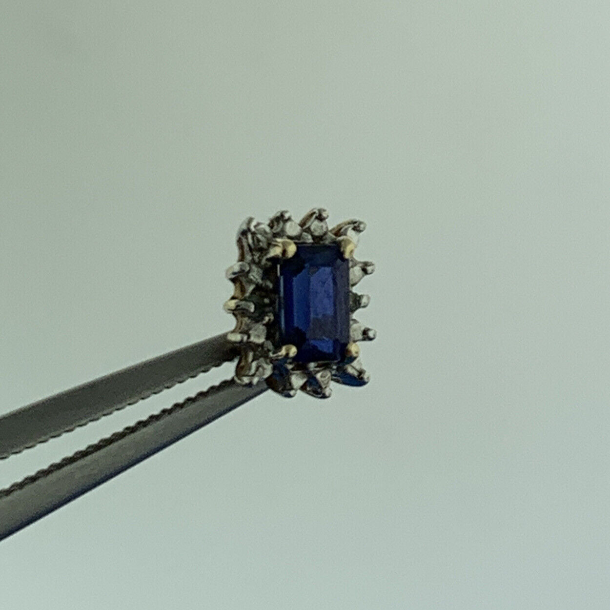 OHM 10K Yellow Gold Sapphire Diamond September Anniversary Stud Earrings