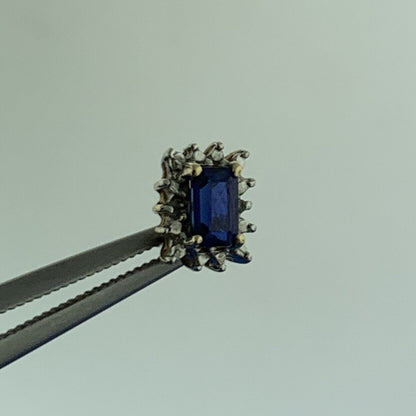 OHM 10K Yellow Gold Sapphire Diamond September Anniversary Stud Earrings