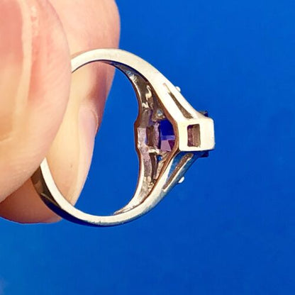 Vintage 10K White Gold Baby's Child's Amethyst White Topaz February Ring