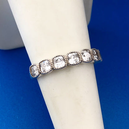 Designer Pandora 925 Sterling Silver Channel Cubic Zirconia Eternity Band Ring