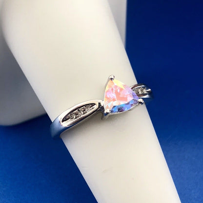 Modern 10K White Gold Trilliant Passion Topaz Diamond Engagement Promise Ring