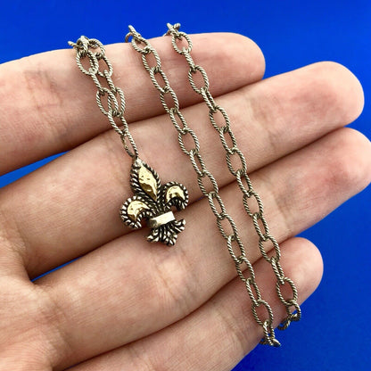 Philip Gavriel 925 Sterling Silver 18K Yellow Gold Fleur De Lis Necklace