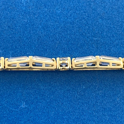 14K Yellow Gold Diamonique Brand Cubic Zirconia CZ Statement Tennis Bracelet