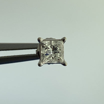 Designer 14K White Gold Princess Diamond Solitaire Screw Back Stud Earrings