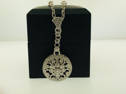 Judith Ripka Sterling Silver 925 Diamonique CZ Enhancer Pendant Station Necklace