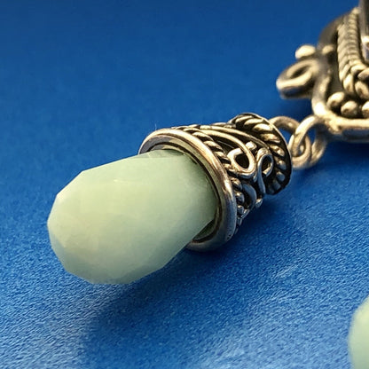 BA Suarti Sterling Silver 925 Abalone Aventurine Statement Drop Dangle Earrings