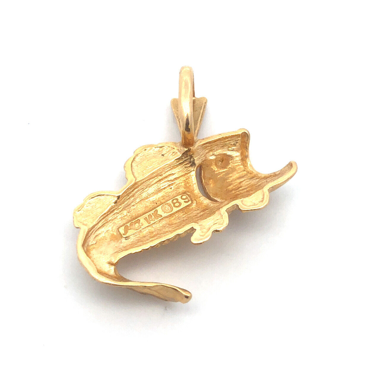 Designer Michael Anthony MA 14K Yellow Gold Textured Koi Fish Bass Pendant