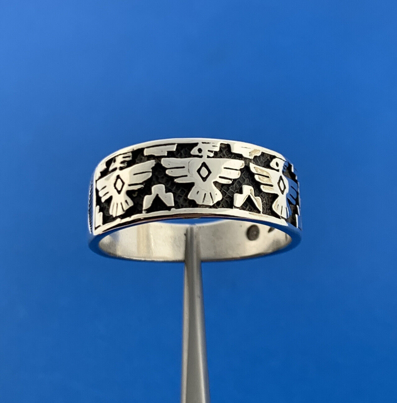 Vintage Signed Native American Sterling Silver 925 Phoenix Unisex Band Ring