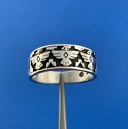 Vintage Signed Native American Sterling Silver 925 Phoenix Unisex Band Ring