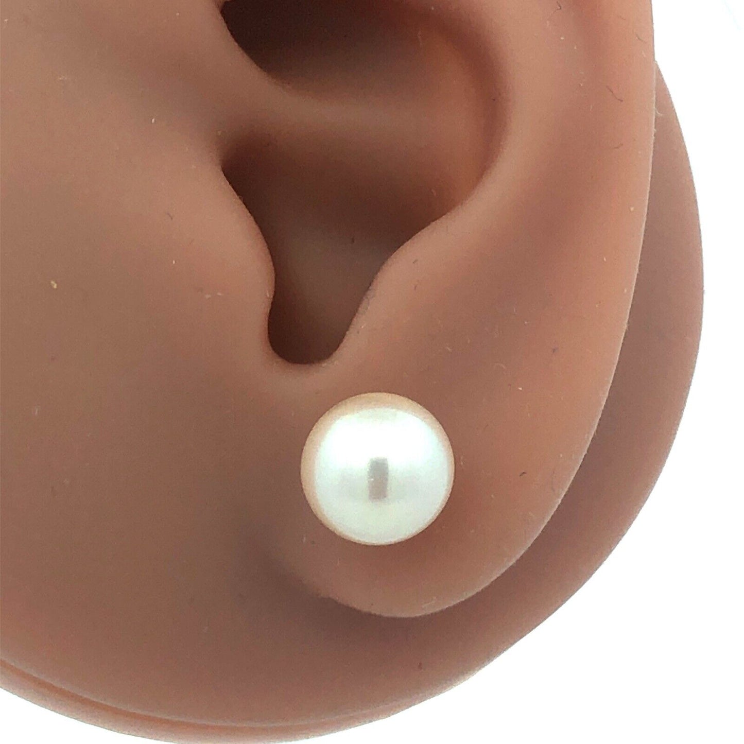 Designer 14K Yellow Gold Round Pearl Solitaire 8.5mm Stud Earrings