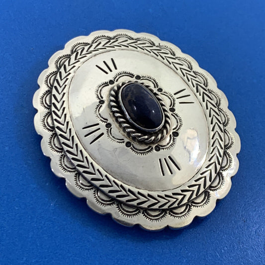 Native American 925 Sterling Silver Lapis Lazuli Oval Bolo Buckle Pendant