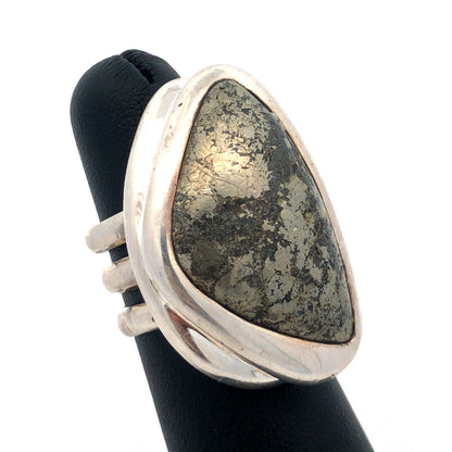 Designer Barse 925 Sterling Silver Rough Cut Hematite Chunky Statement Ring
