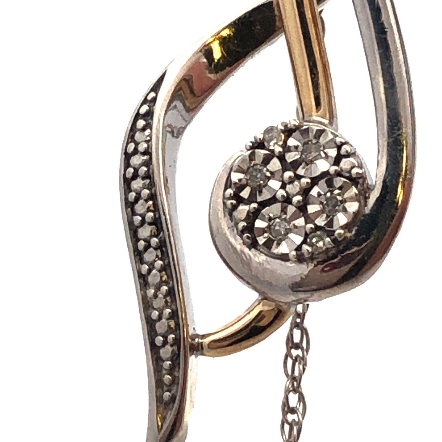 Designer 925 Sterling Silver 10K Yellow Gold Diamond Infinity Eternity Necklace