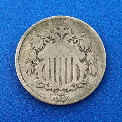 1866 P Shield Nickel Variety 1 With Rays Better Key Rare Philadelphia Type Coin