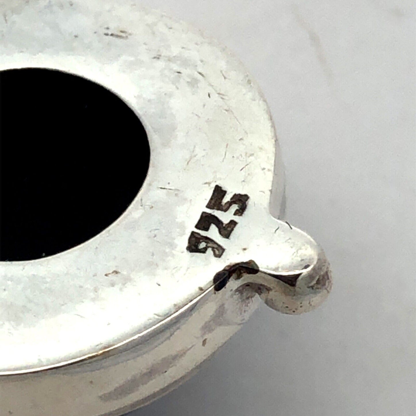 Vintage 925 Sterling Silver Round Purple Green Dichroic Glass Pendant