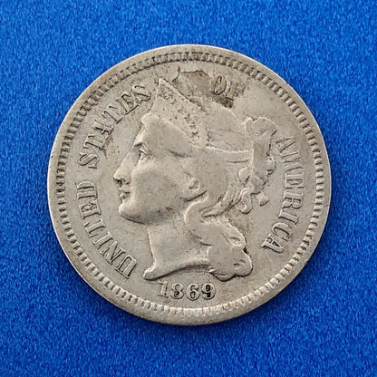 1869 P Nickel Three Cent Piece 3c Better Key Rare Scarce Philadelphia Coin