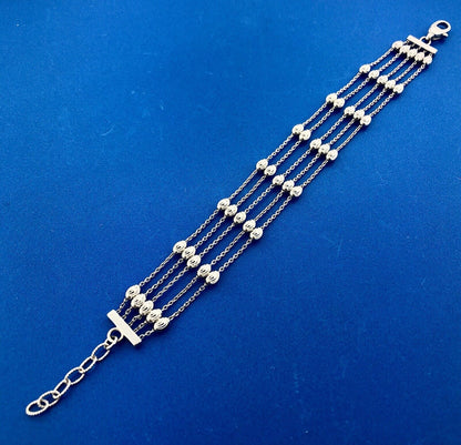 Officina Bernardi 925 Sterling Silver Ball Station Bracelet Drop Earrings Set