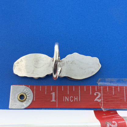 Lovely Sterling Silver 925 Cabochon Turquoise Coral Twin Leaf Finger Ring Size 8