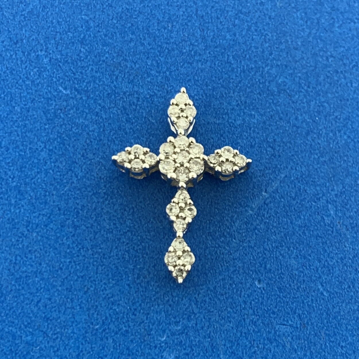 Designer 14K White Gold Pave Diamond Religious Communion Bridal Cross Pendant