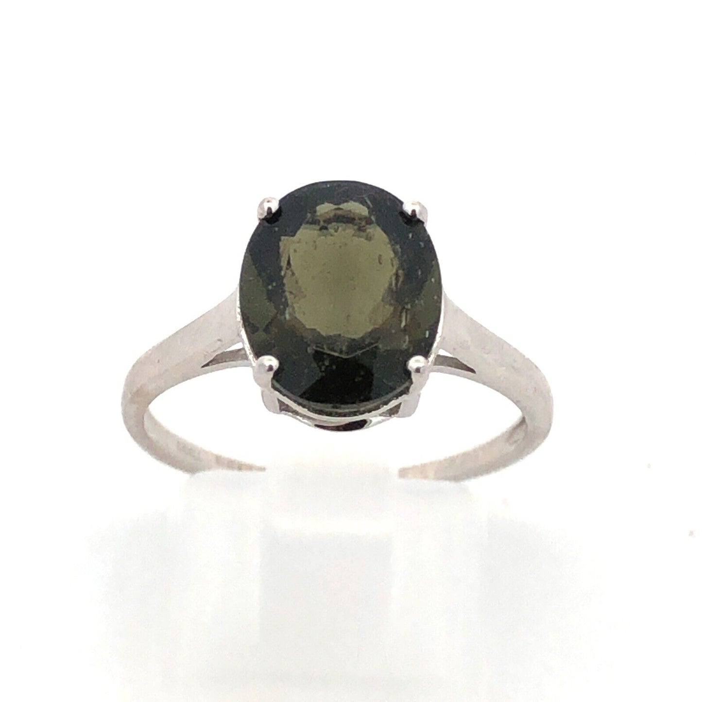Designer TGGC 925 Sterling Silver Oval Green Tourmaline Solitaire Ring