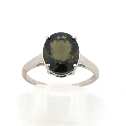 Designer TGGC 925 Sterling Silver Oval Green Tourmaline Solitaire Ring
