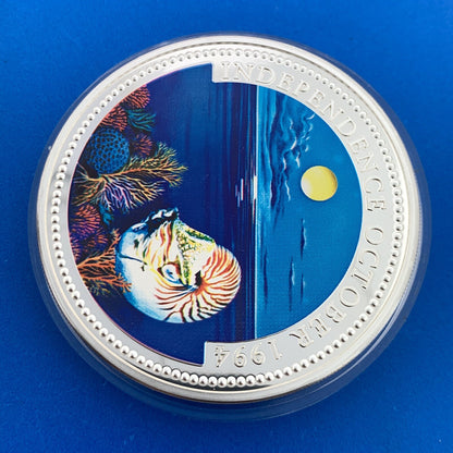 1994 Republic Palau $20 5 Oz Silver Independence Colorized Proof Coin Low Mntg