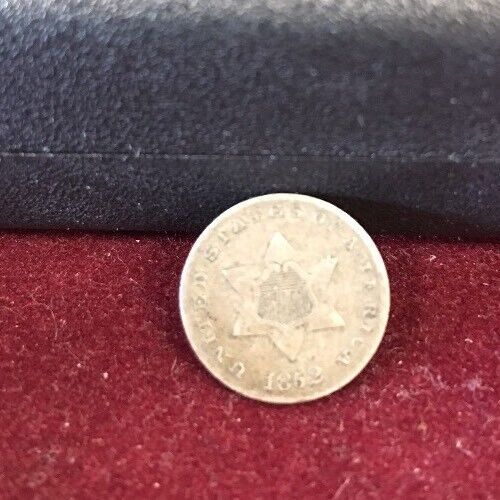1852 Three 3 Cent Silver Piece Type 1 Trime Coin