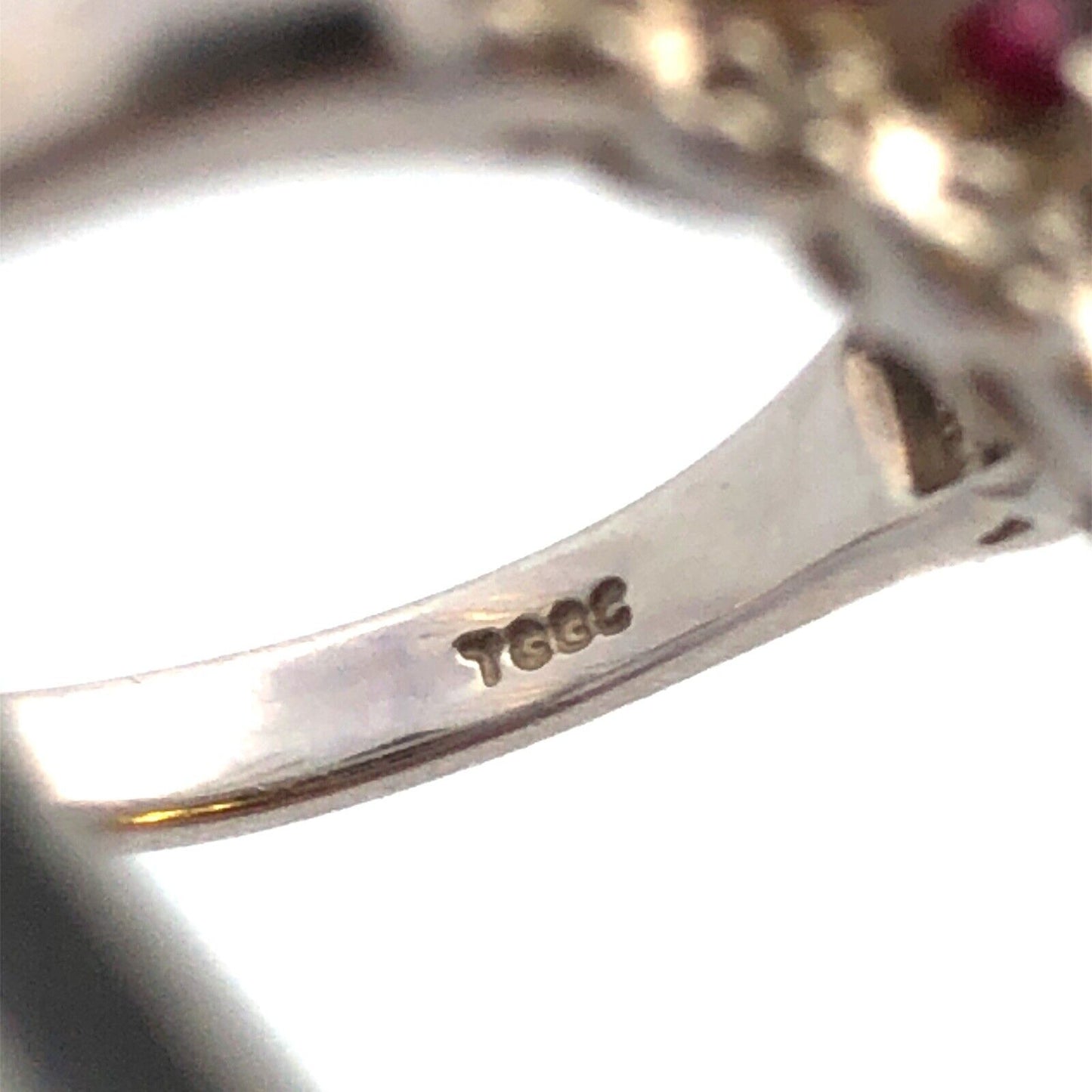 Designer TGGC 925 Sterling Silver Pink Tourmaline White Topaz Cluster Ring