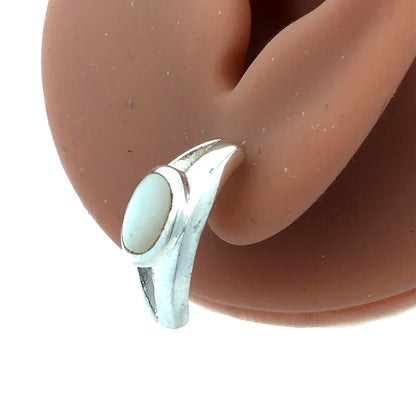 Designer 925 Sterling Silver Oval Mother of Pearl Drop Stud Earrings