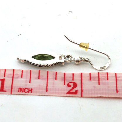 Designer 925 Sterling Silver Peridot Bead 5 Circle Drop Dangle Stud Earrings