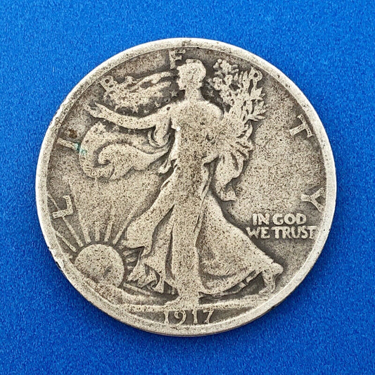1917 S Reverse Silver Walking Liberty Half Dollar 50c Better Key San Fran Coin