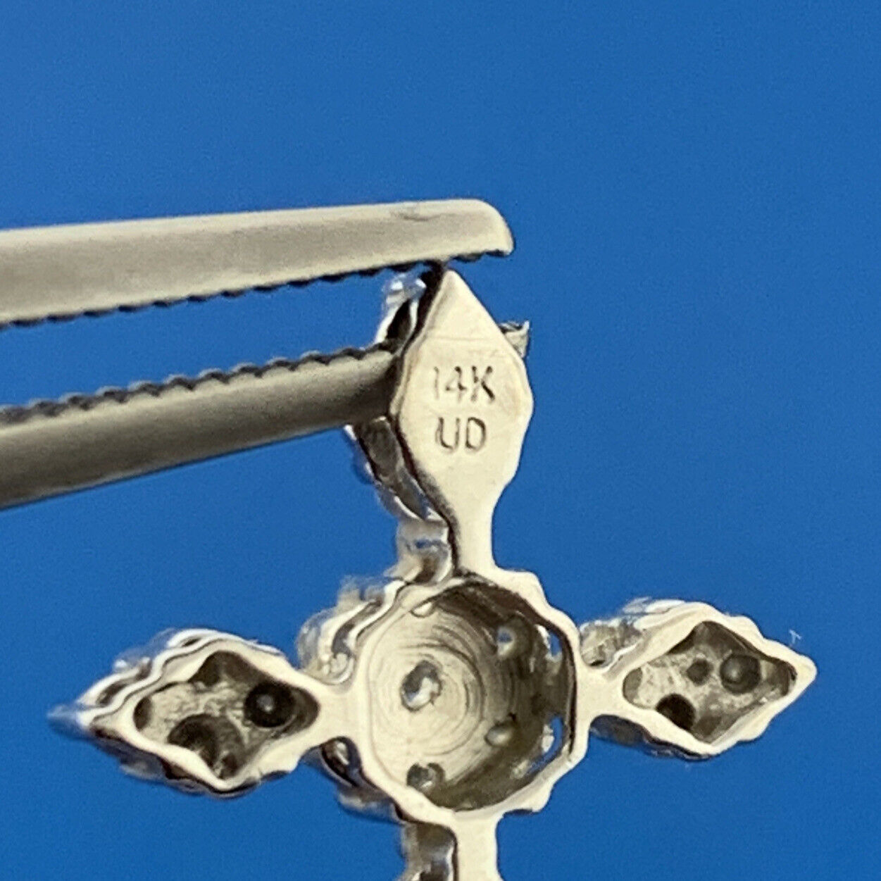 Designer 14K White Gold Pave Diamond Religious Communion Bridal Cross Pendant