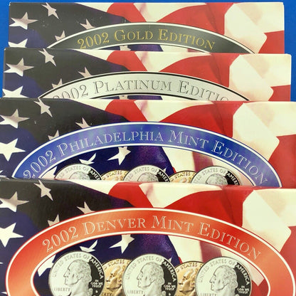 2002 P D State Quarter Collection Platinum Gold Philadelphia Denver 20 Coin Lot