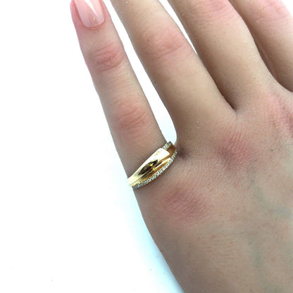 Designer 14K Yellow Gold Diamond Modernist Wedding Bridal Anniversary Band Ring