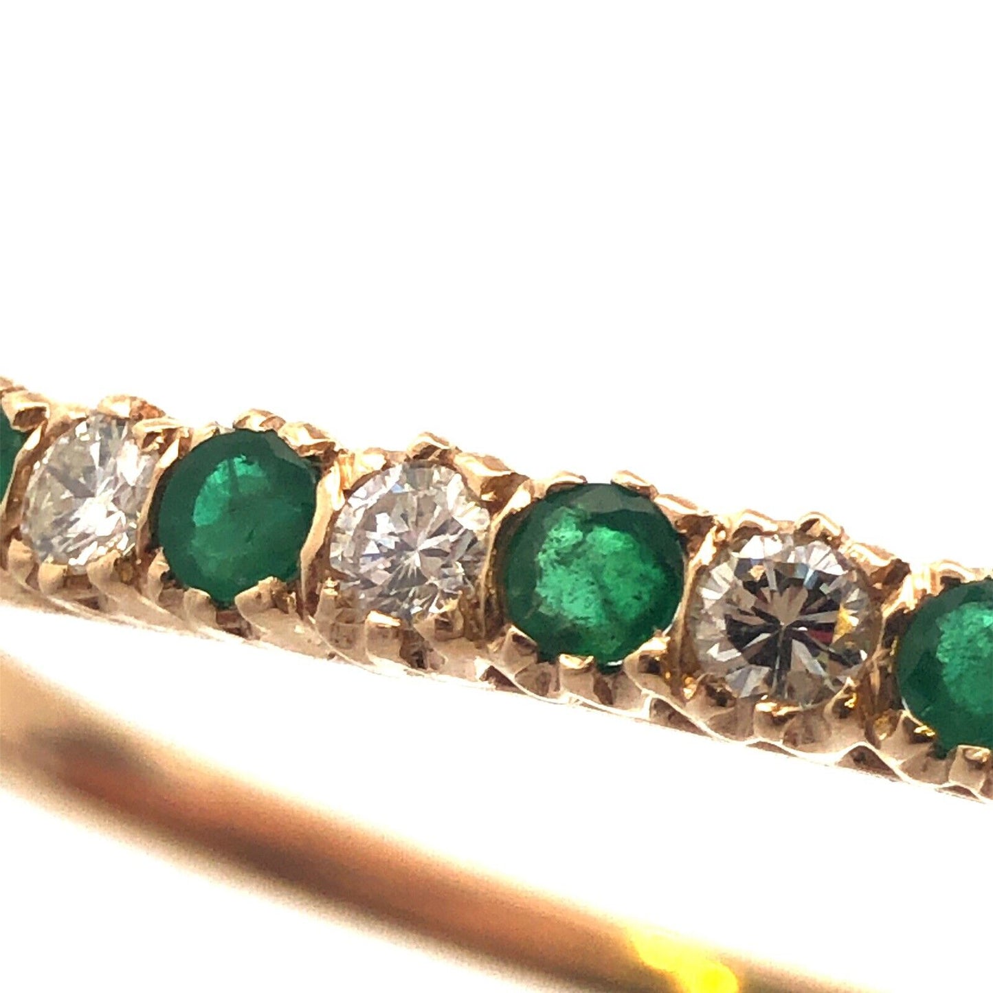 Stunning 14K Yellow Gold Diamond Emerald May Hinged Bangle Bracelet