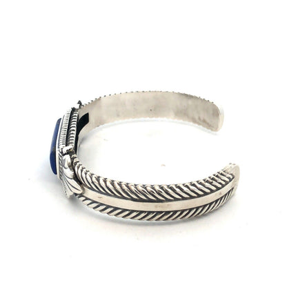 Carolyn Polack 925 Sterling Silver Rectangle Lapis Lazuli Open Cuff Bracelet