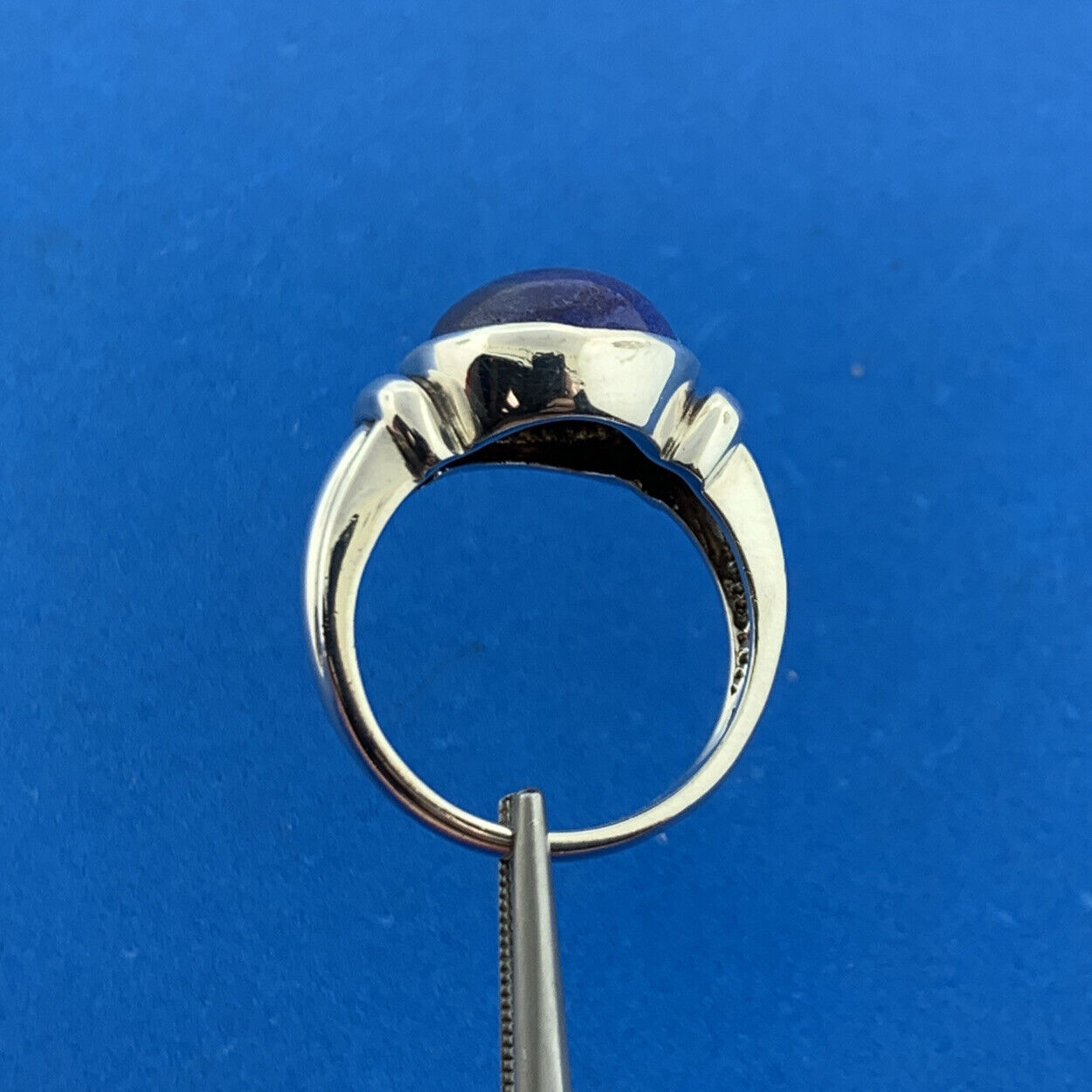 Designer 925 Sterling Silver Lapis Lazuli Cabochon Statement Dome Ring