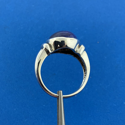 Designer 925 Sterling Silver Lapis Lazuli Cabochon Statement Dome Ring