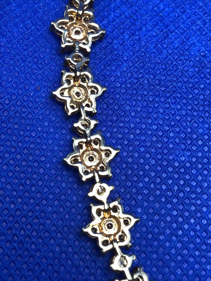Joan Rivers Gold Tone Colorful Cubic Zirconia Flowers Bracelet