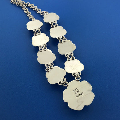 Designer GIL Mexican Sterling Silver 925 Floral Poppy Adjustable Toggle Necklace