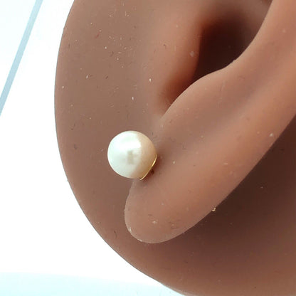 Jacmel Mauritius JCM 14K Yellow Gold Pearl Solitaire Wedding Day Stud Earrings