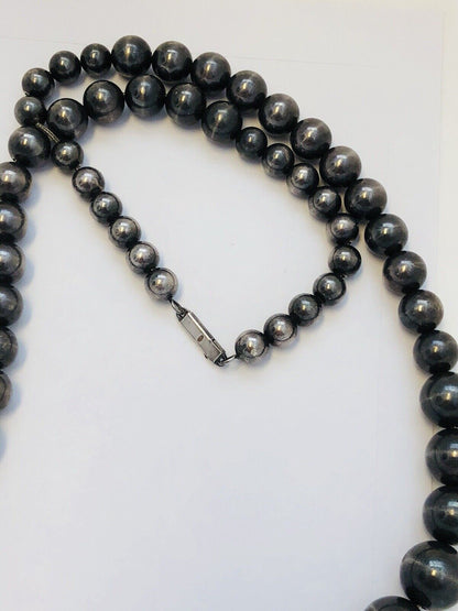 Vintage Taxco Mexico 925 Sterling Silver Graduated Ball Bead Statement Necklace