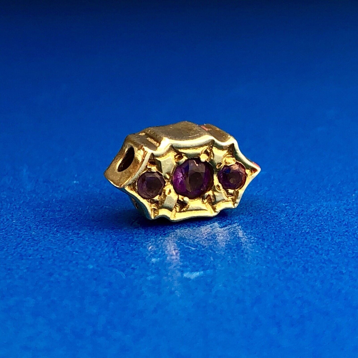 Designer 14K Yellow Gold 585 Amethyst February Occasion Slide Bracelet Charm