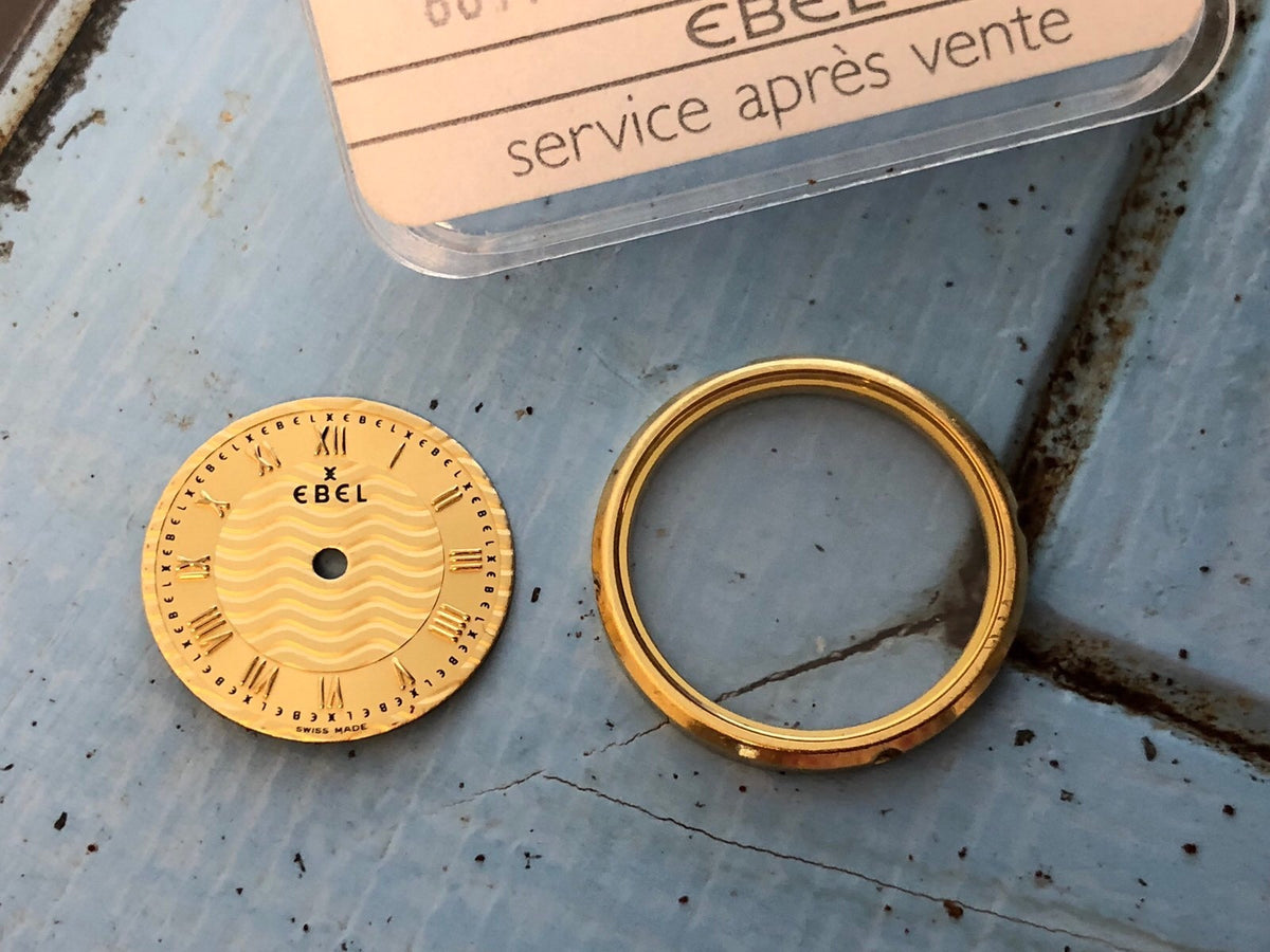 Authentic Ebel 18k Gold Bezel with Sapphire Crystal And Gold Tone Face Plate NIB