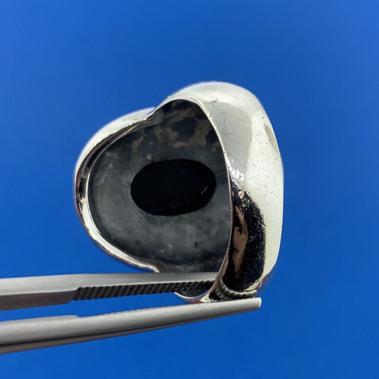 Designer 925 Sterling Silver Oval Black Onyx Cabochon Greek Etched Halo Ring