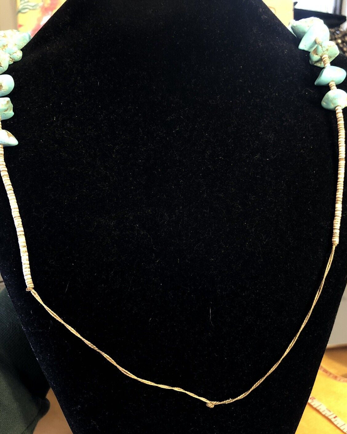 Vintage Artisan Natural Turquoise Chunky Beads Agate Bead Statement Necklace