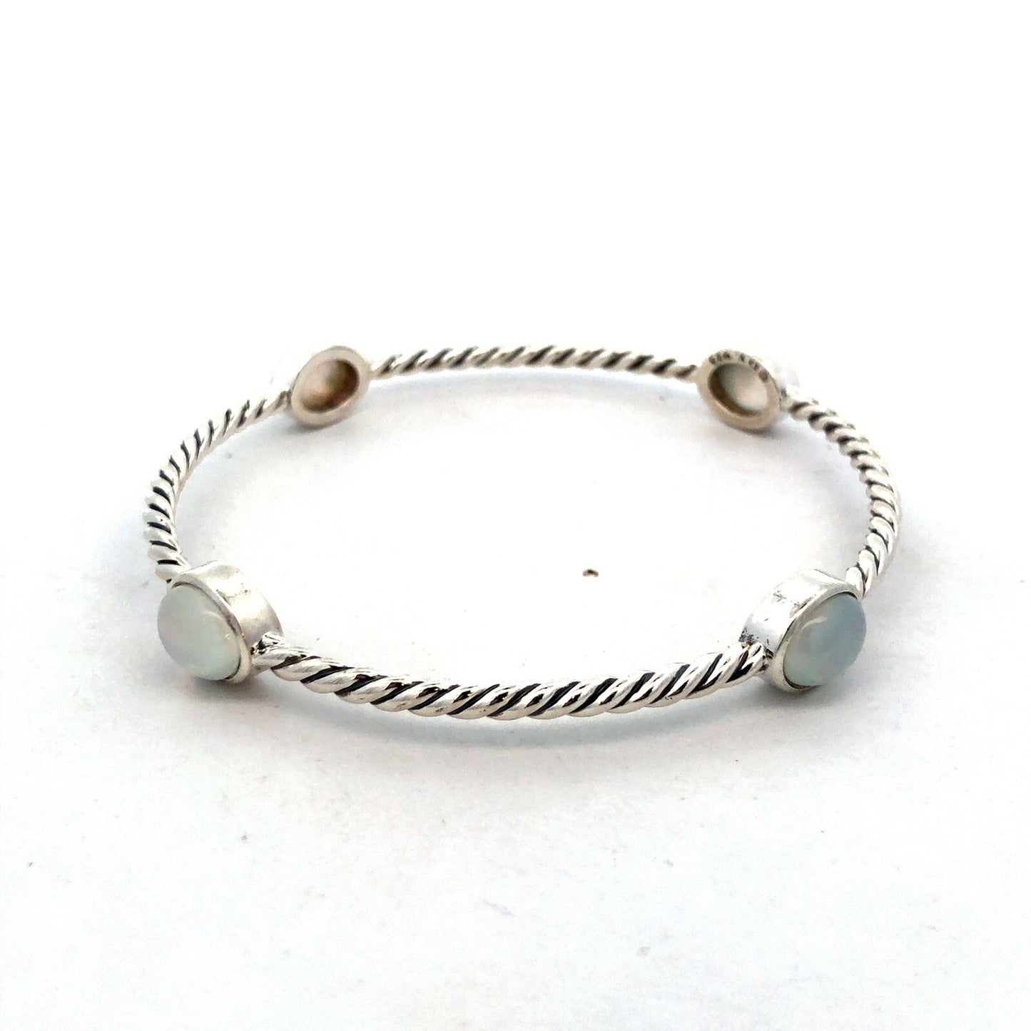 925 Sterling Silver David Yurman Classic Cable Moonstone Station Bracelet