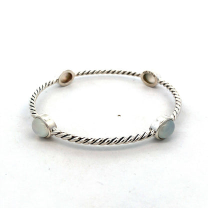925 Sterling Silver David Yurman Classic Cable Moonstone Station Bracelet